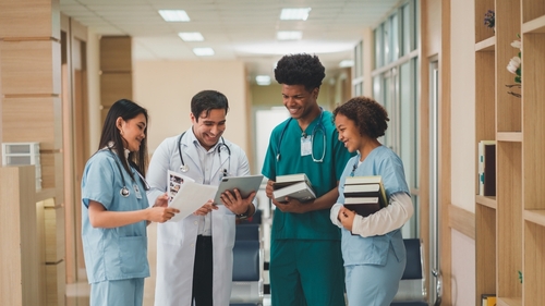 Medical students with ipad